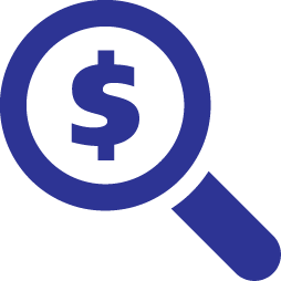 Lupa con signo de dólar