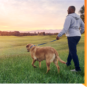 Hombre caminando con un perro